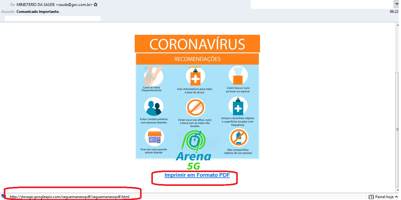 Cuidado golpe via e-mail sobre Coronavírus